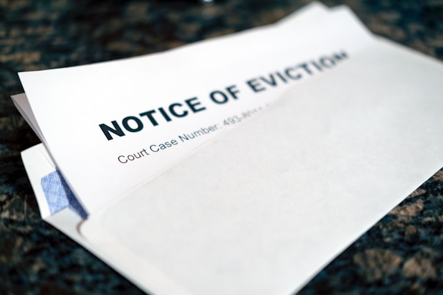 an-eviction-notice-open-on-a-counter-top